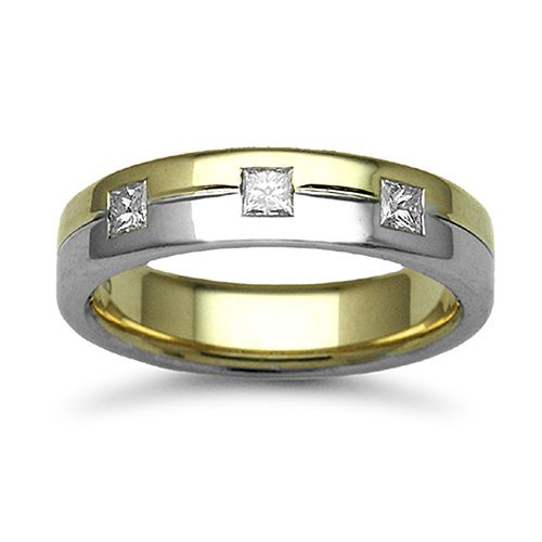 9ct Gold 2 Colour Natural Diamond Rubover set Wedding Ring – Imperial Time