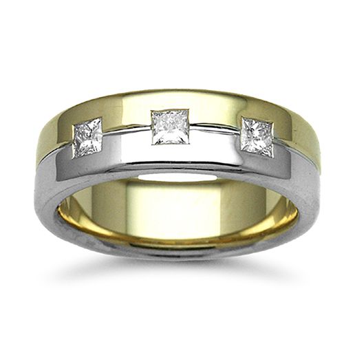 9ct Gold 2 Colour Natural Diamond Rubover set Wedding Ring – Imperial Time