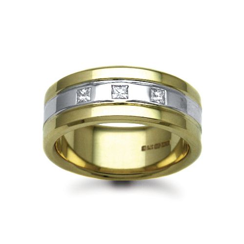 9ct Gold 2 Colour Natural Diamond Rubover set Wedding Ring – Imperial Time