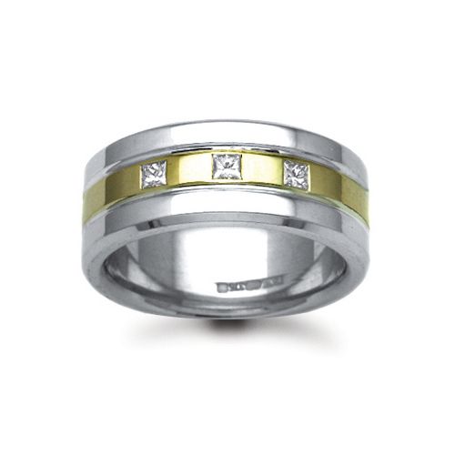 9ct Gold 2 Colour Natural Diamond Rubover set Wedding Ring – Imperial Time