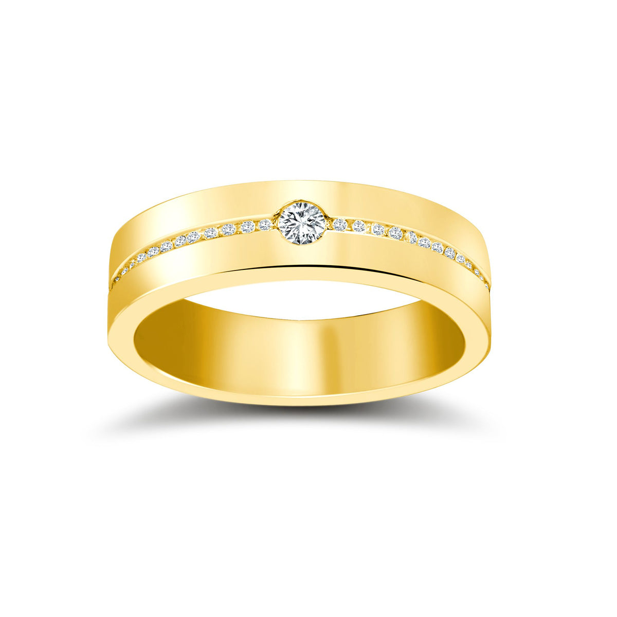 9ct Yellow Gold RBC Flat Court Natural Diamond Wedding Band Half Set - 4mm - 28pts – Imperial Time