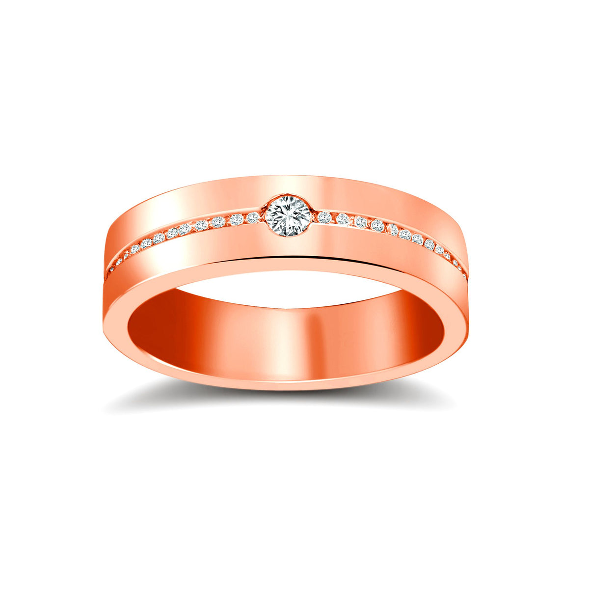 9ct Rose Gold RBC Flat Court Natural Diamond Wedding Band Half Set - 4mm - 28pts – Imperial Time