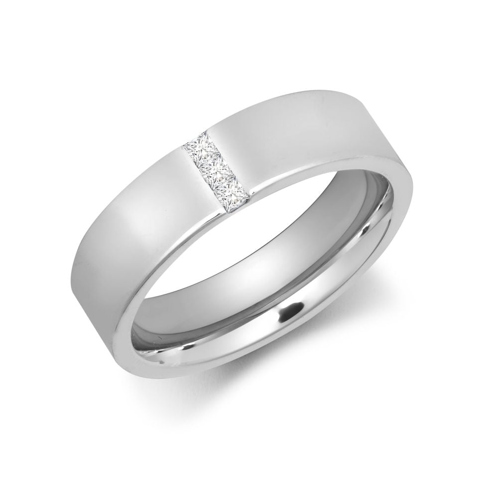 9ct Gold White Natural Diamond Rubover set Wedding Ring – Imperial Time