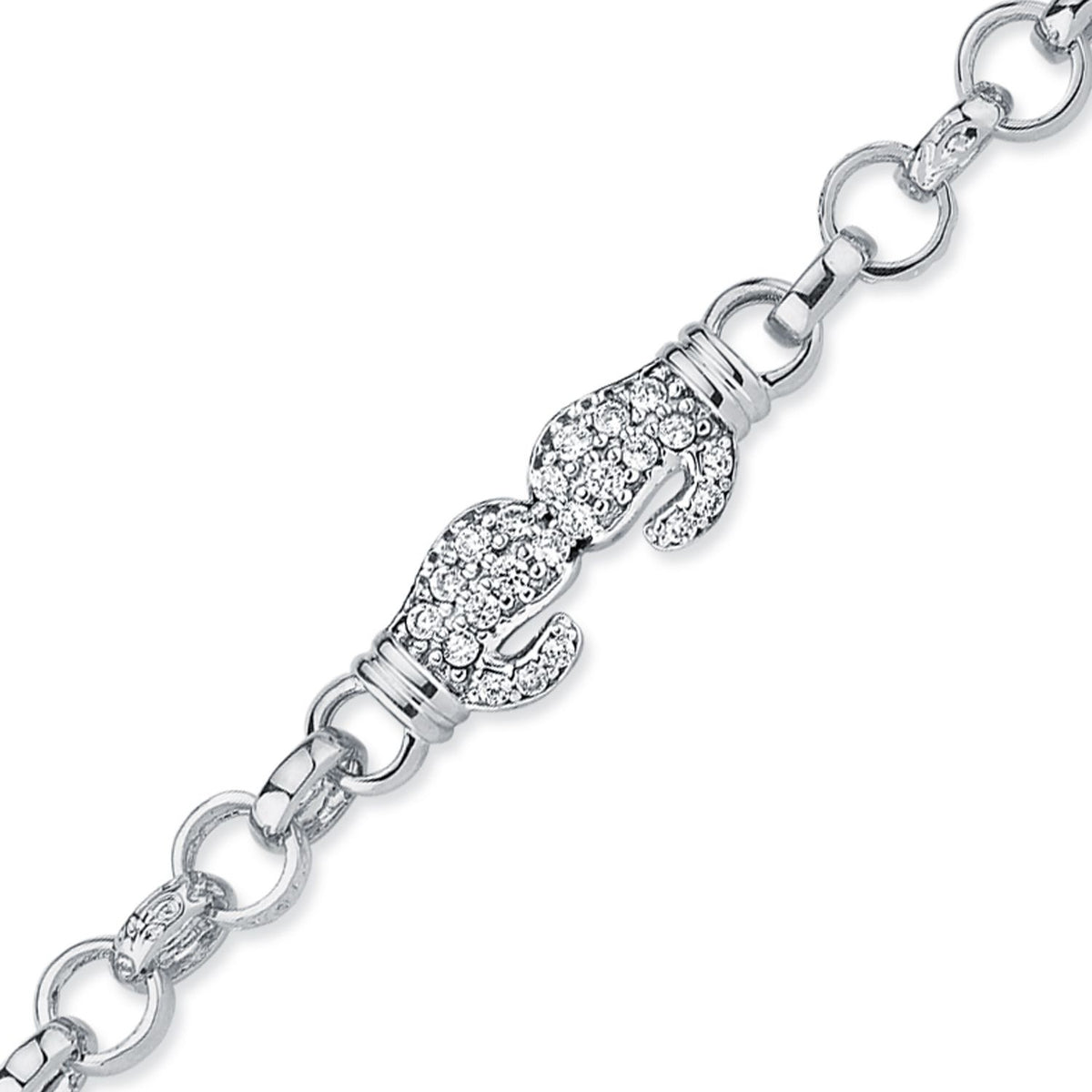 925 Silver Cubic Zirconia Set Double Boxing Glove Belcher Bracelet – Imperial Time