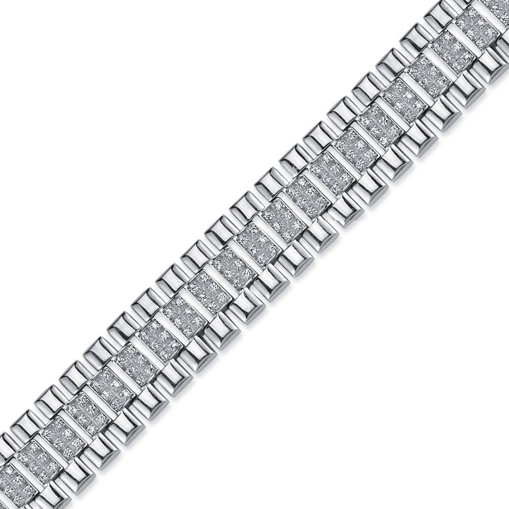 925 Silver Cubic Zirconia Set Watch Bracelet – Imperial Time