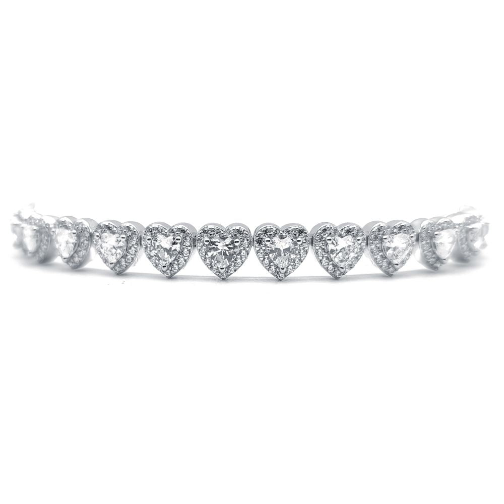 925 Silver Cubic Zirconia Set Heart Bracelet – Imperial Time