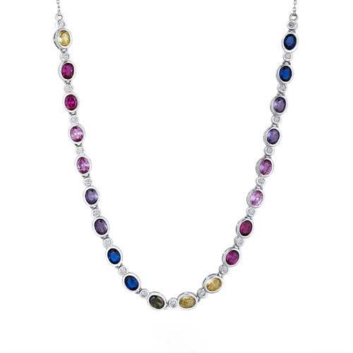 925 Silver Rhodium Plated Multi Col Cubic Zirconia Collorette with 3 inch Extender – Imperial Time