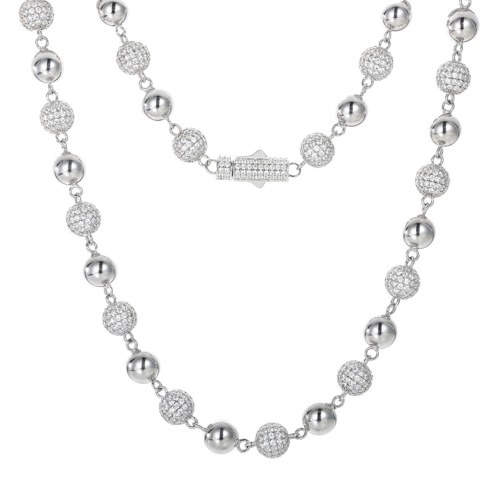 925 Silver Cubic Zirconia Set Bead Necklace – Imperial Time