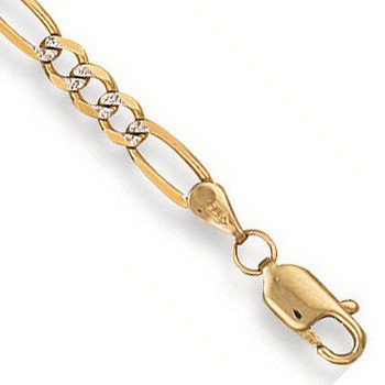 Yellow Gold Rhodium Plated Figaro Anklet