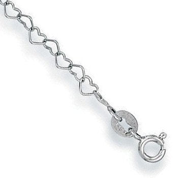 White Gold Heart Shaped Anklet