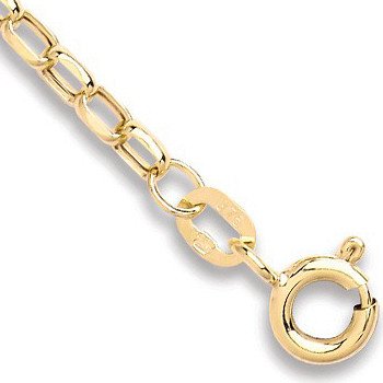 Yellow Gold Hollow Diamond Cut Belcher Anklet