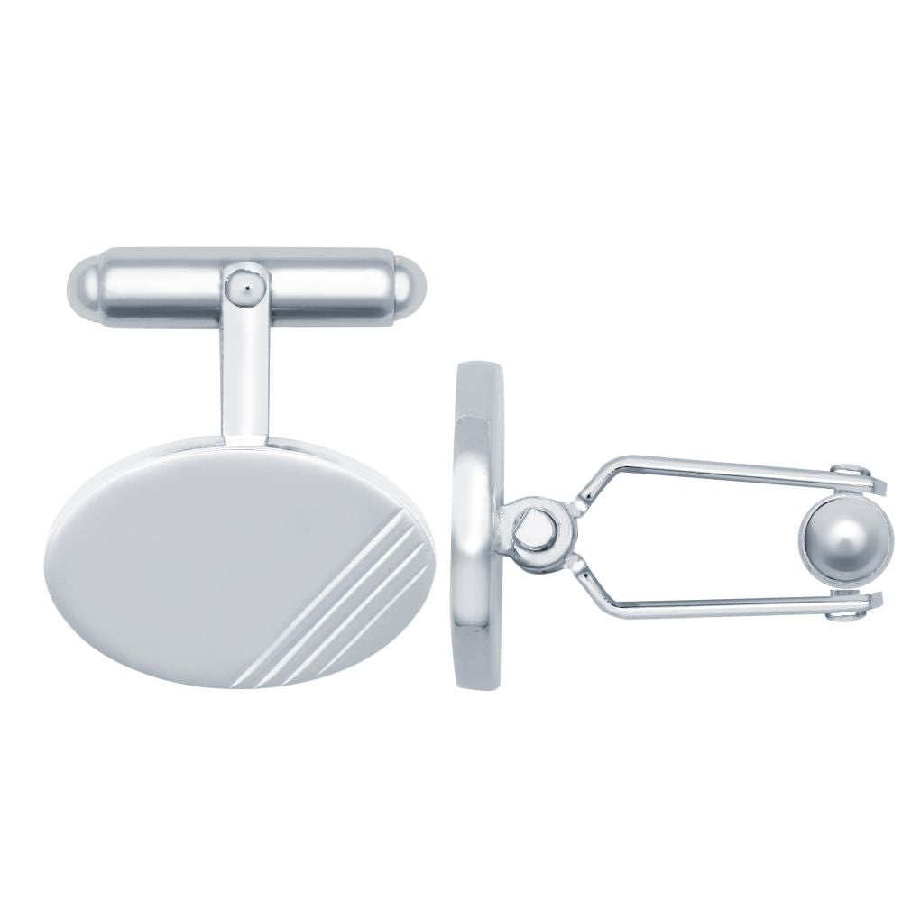 925 Silver Diamond Cut Oval Cufflinks Swivel Backs – Imperial Time