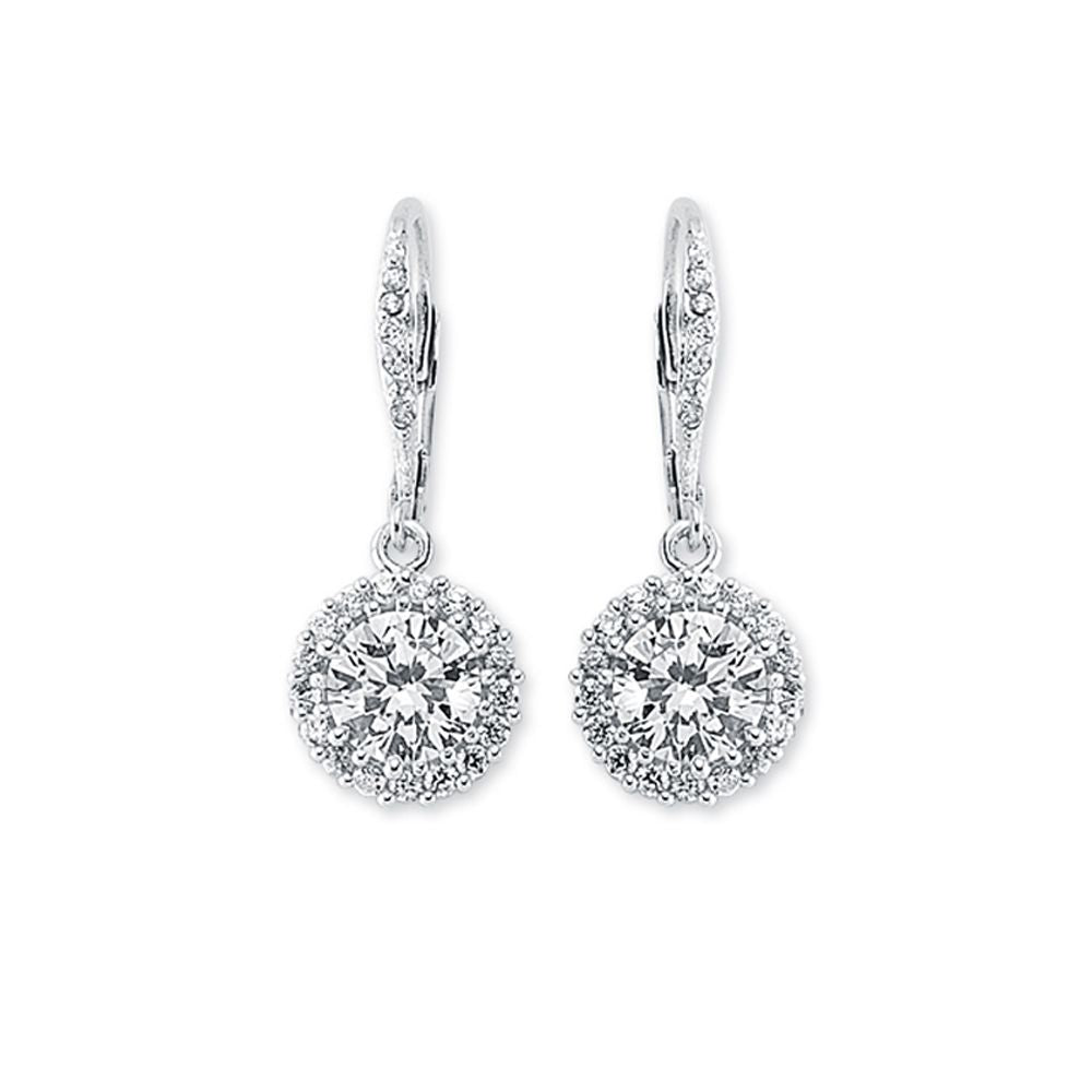 925 Silver Cubic Zirconia Set Halo Cluster Drop Earrings – Imperial Time