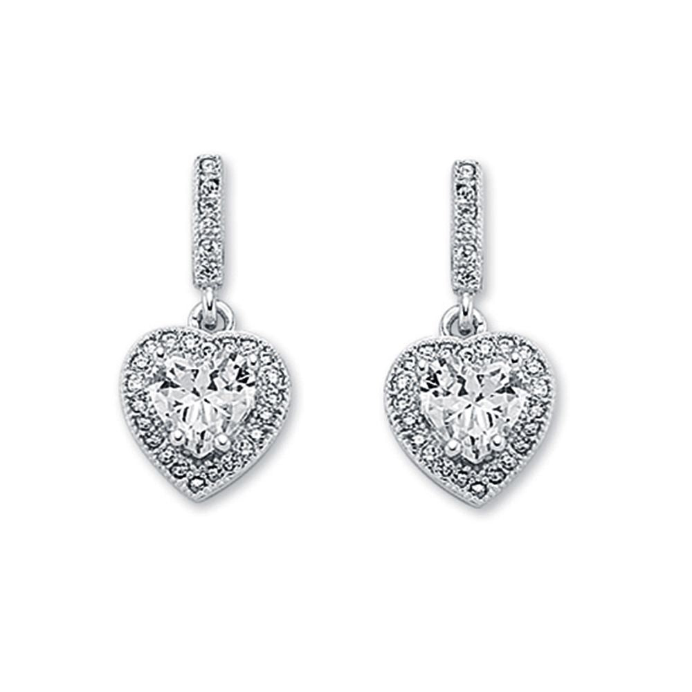 925 Silver Cubic Zirconia Set Heart Shape Cluster Stud Drop Earrings – Imperial Time