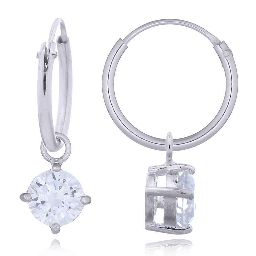 925 Silver Hoop Earrings - Cubic Zirconia Set (AER143) – product view