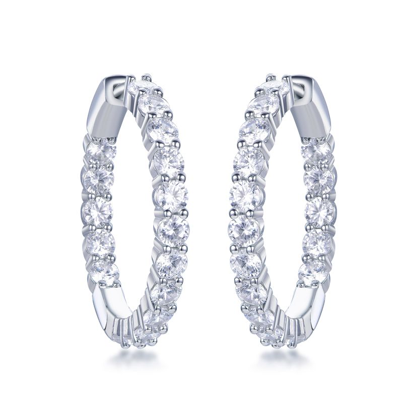 925 Silver Cubic Zirconia Set Hoop Earrings 22mm – Imperial Time