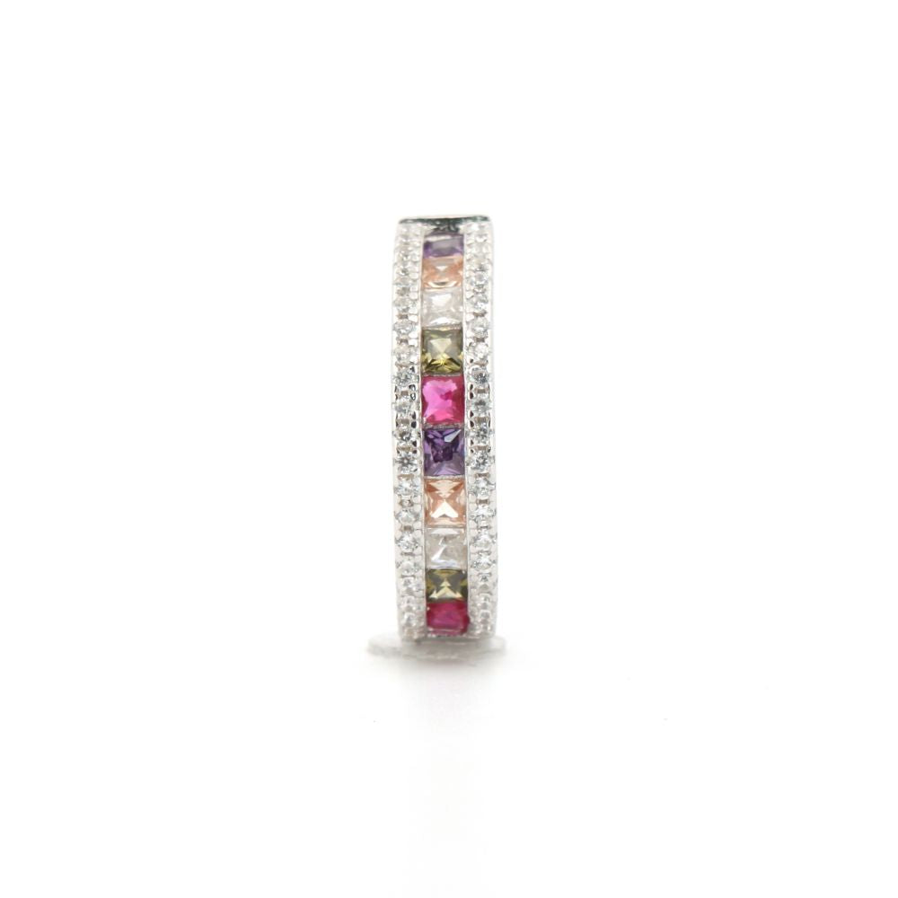 925 Silver Rhodium Plated Multri Col Cubic Zirconia Set Earrings (AER153) – product view