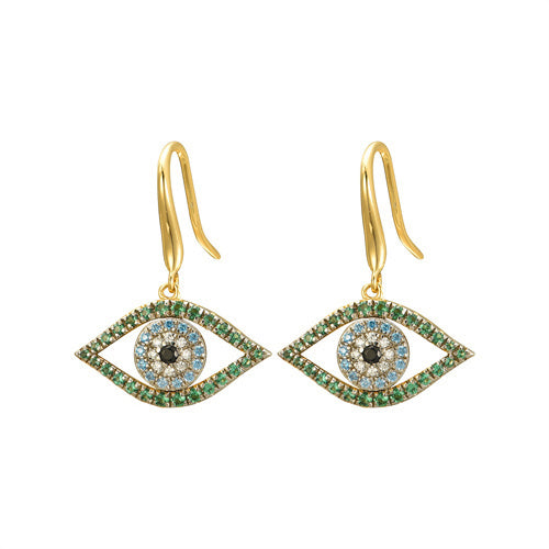 925 Silver 14ct Gold Plated Cubic Zirconia SetEvil Eye Earrings – Imperial Time