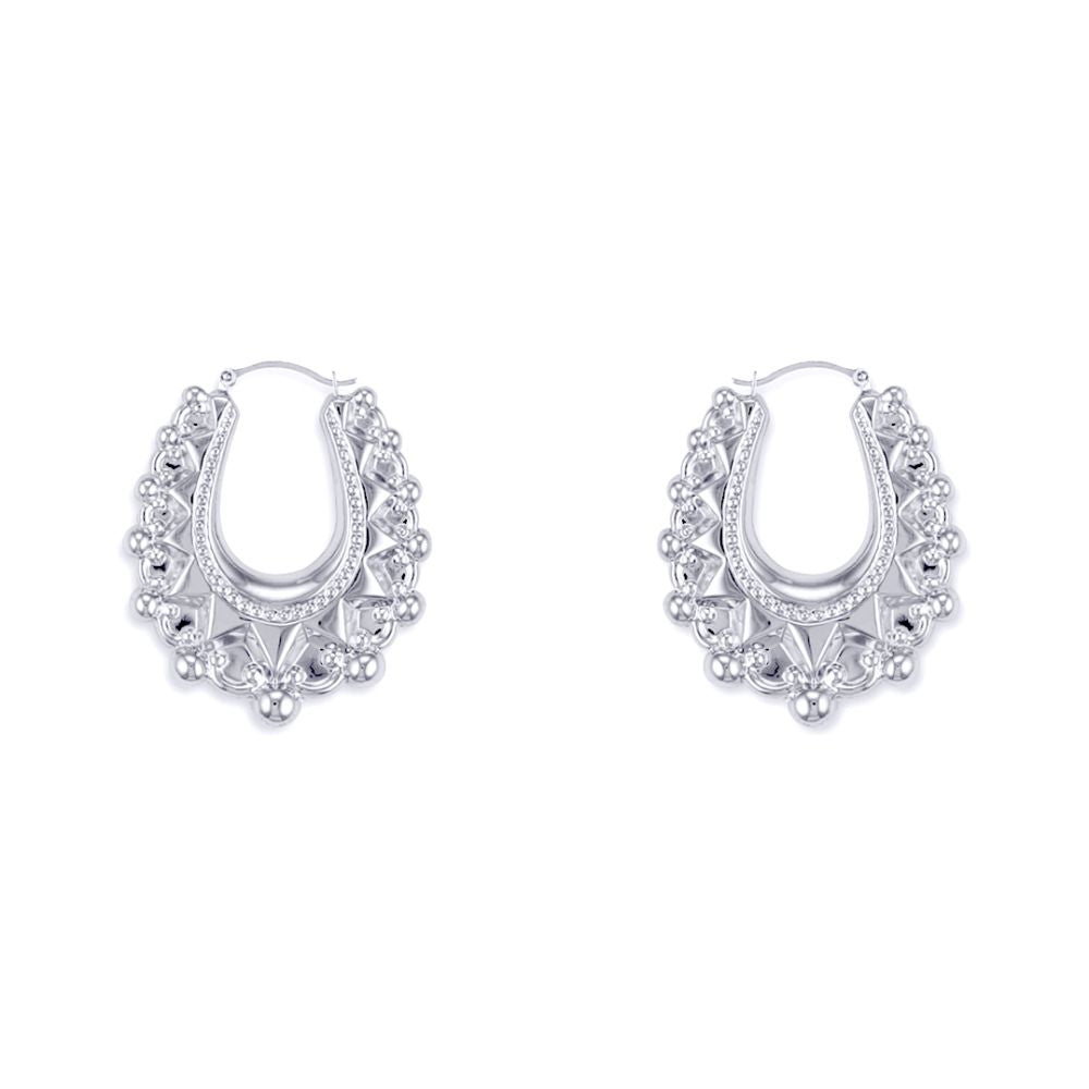 925 Sterling Silver Oval Spiked Creole Earrings – Imperial Time