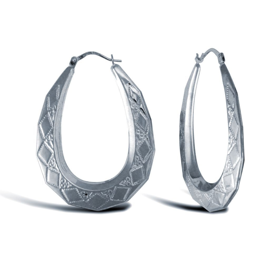 925 Sterling Silver pear-shaped Diamond Cut creole earrings – Imperial Time