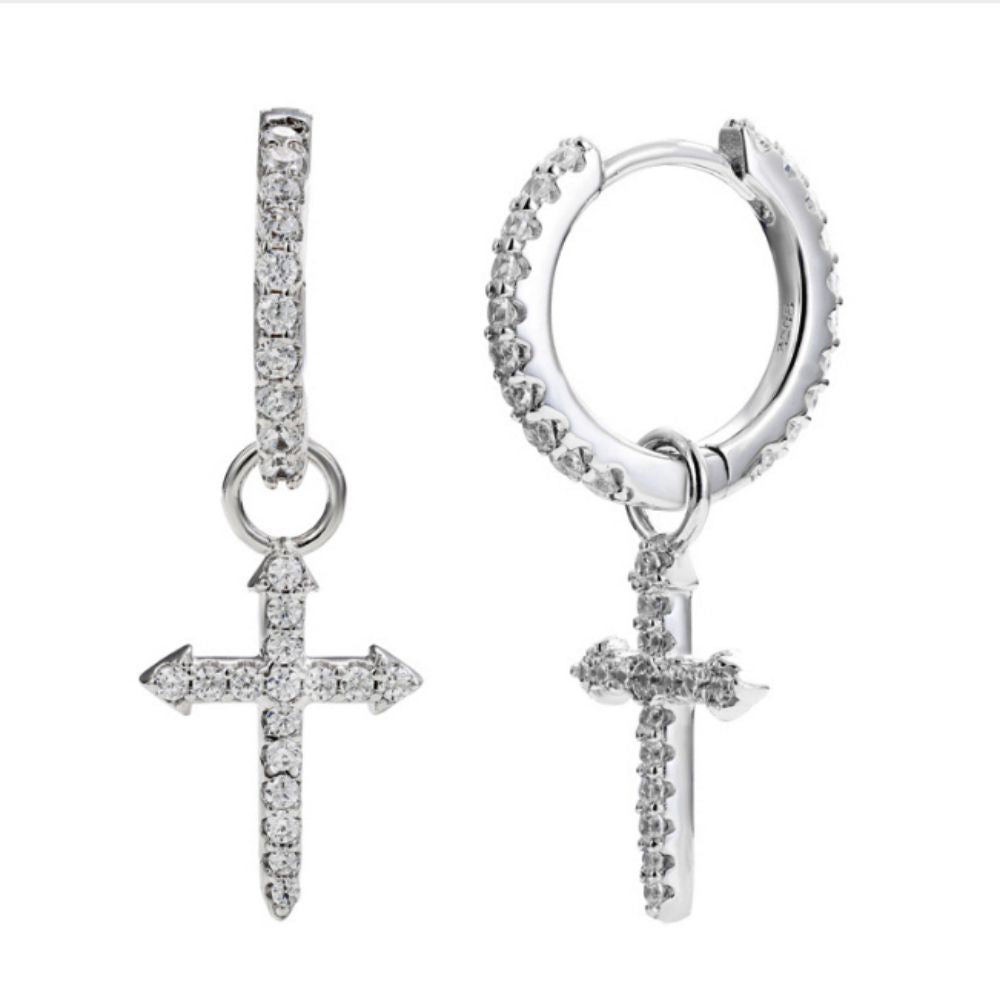 925 Silver Cubic Zirconia Set Cross Drop Earrings – Imperial Time