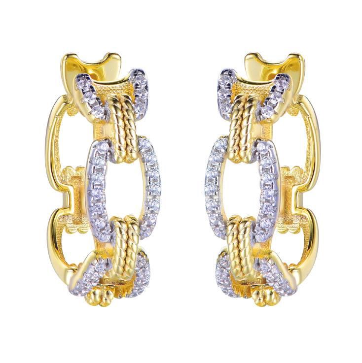 925 Sterling Silver Gold Plated Cubic Zirconia Link Hoops – Imperial Time
