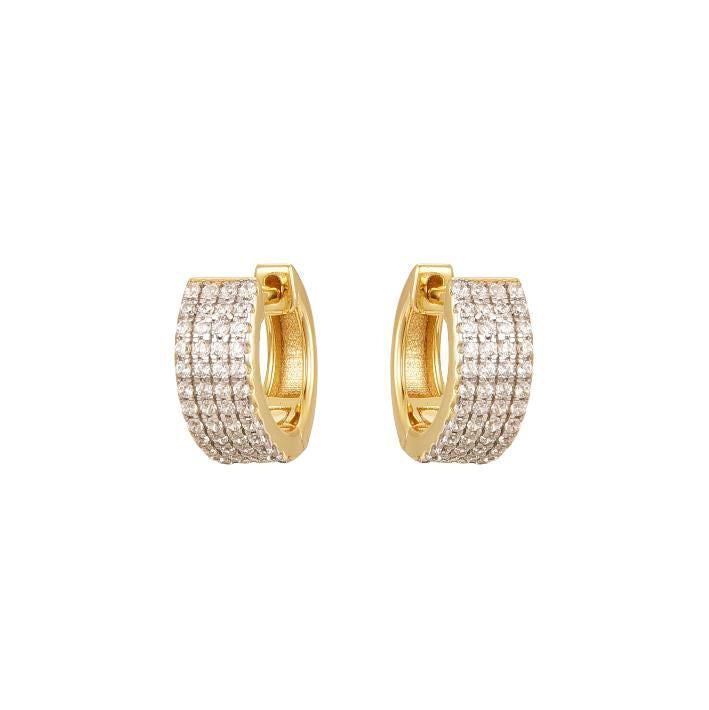 925 Sterling Silver Gold Plated Cubic Zirconia Huggie Hoops – Imperial Time