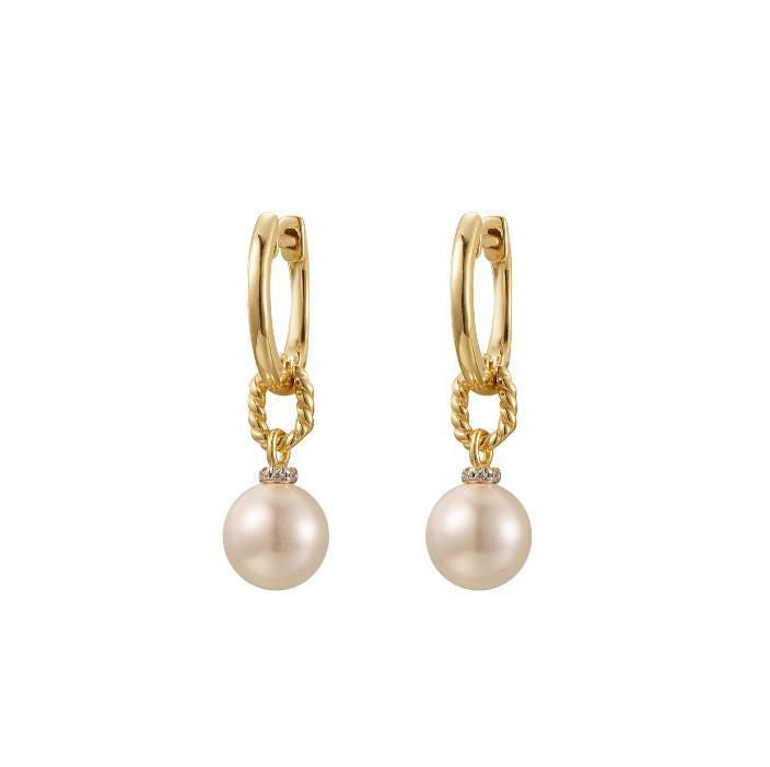 925 Sterling Silver Gold Plated Pearl Drop Hoops – Imperial Time