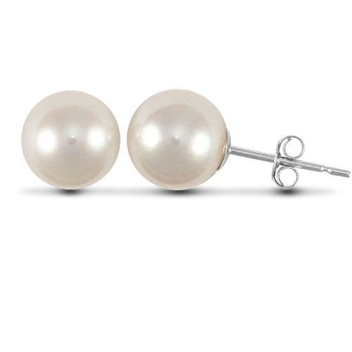 ladies 925 Sterling Silver 7-8mm freshwater pearl stud earrings. – Imperial Time