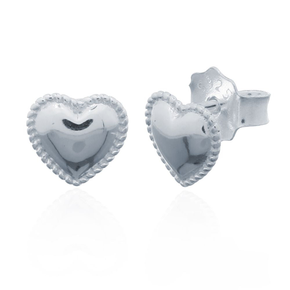 925 Silver Heart Stud Earrings (AES142) – product view
