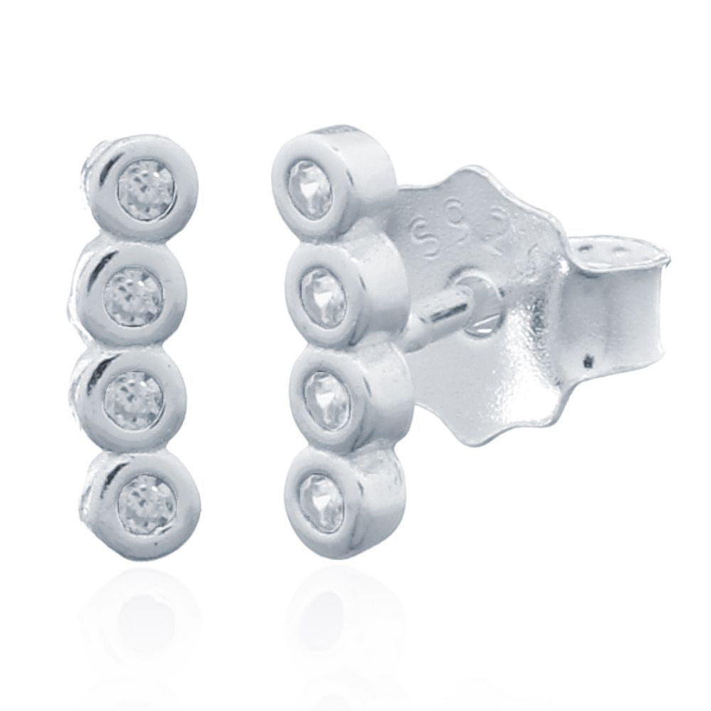 925 Silver Stud Earrings - Cubic Zirconia Set (AES143) – product view