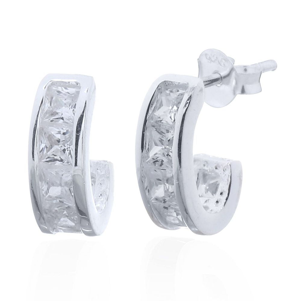 925 Silver Stud Earrings - Cubic Zirconia Set (AES145) – product view