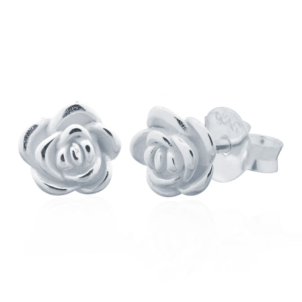 925 Silver Rose Stud Earrings (AES150) – product view