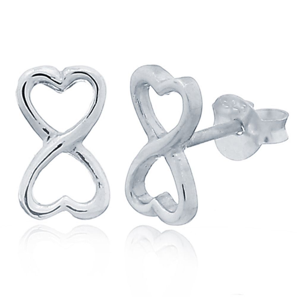 925 Silver Infinity Heart Stud Earrings (AES154) – product view