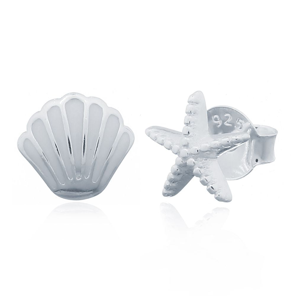925 Silver Shell Stud Earrings (AES162) – product view