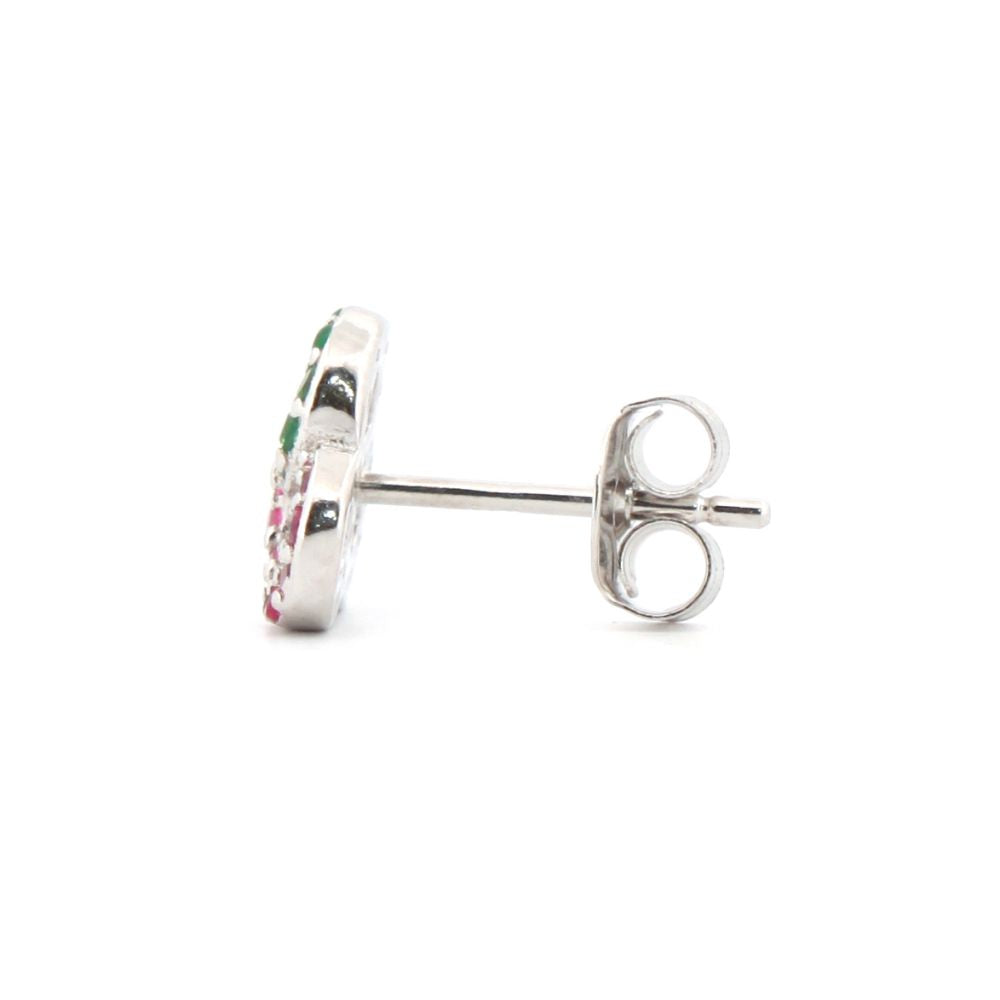 925 Silver Rhodium Plated Multi Col Cubic Zirconia Stud Earrings (AES174) – product view