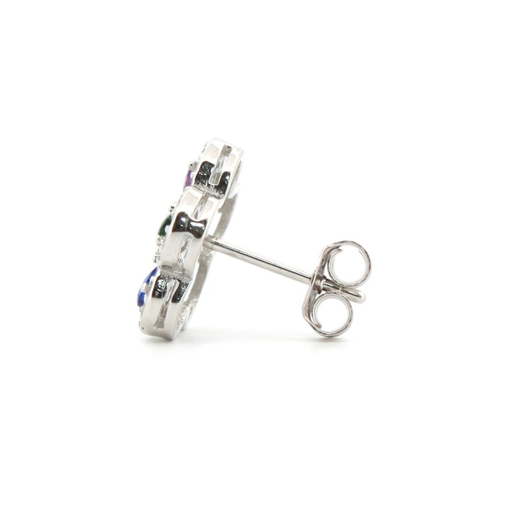 925 Silver Rhodium Plated Cubic Zirconia Set Stud Earrings (AES182) – product view