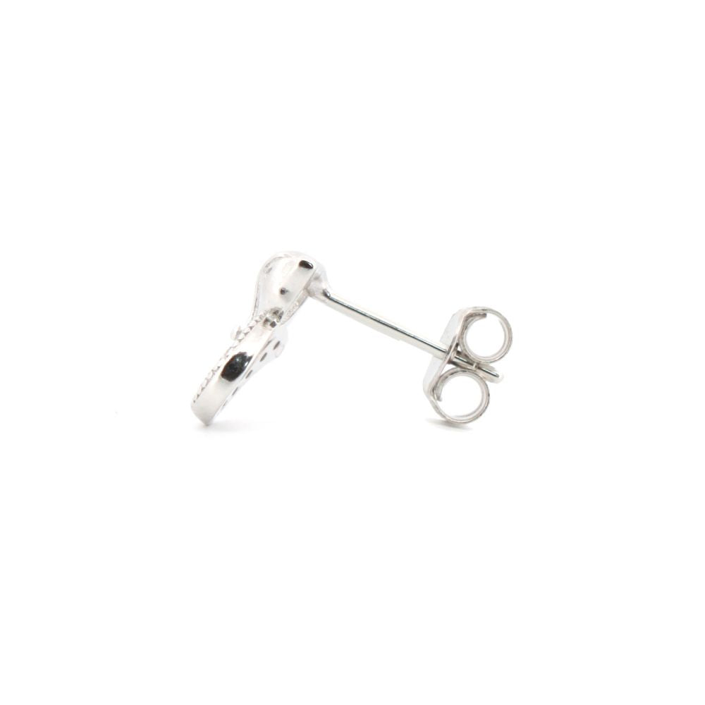925 Silver Rhodium Plated Cubic Zirconia Set Cat Stud Earrings (AES185) – product view