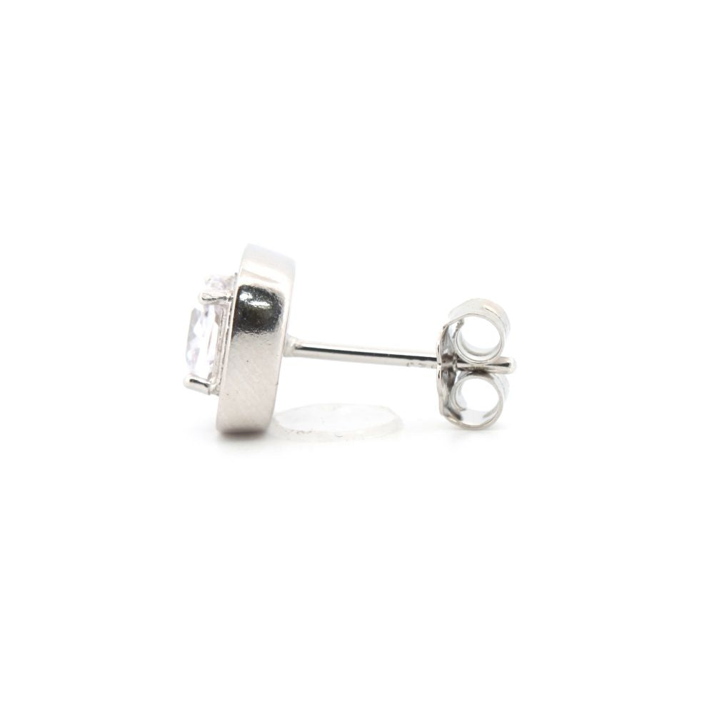 925 Silver Rhodium Plated Cubic Zirconia Set Stud Earrings (AES192) – product view