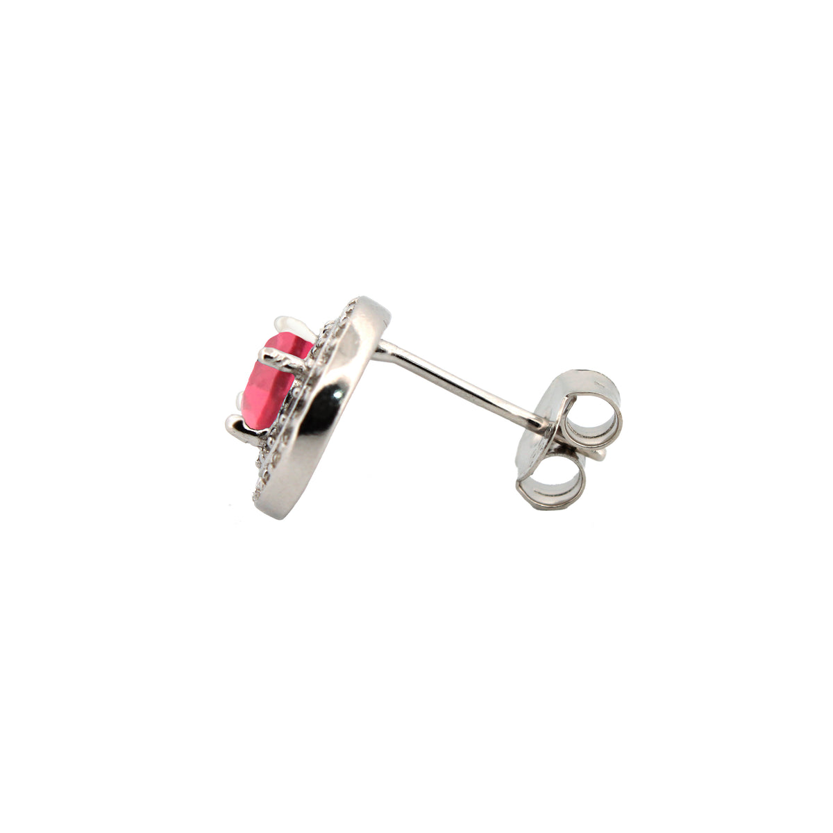 925 Silver Rhodium Halo Stud Earrings Sapphire Centre Cubic Zirconia – alternate view