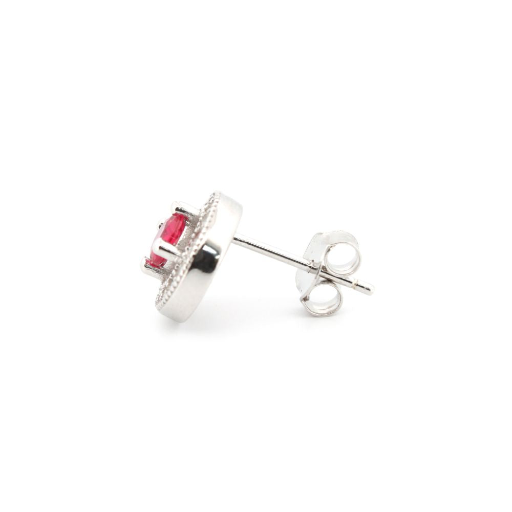 925 Silver Rhodium Halo Stud Earrings Sapphire Centre Cubic Zirconia – alternate view