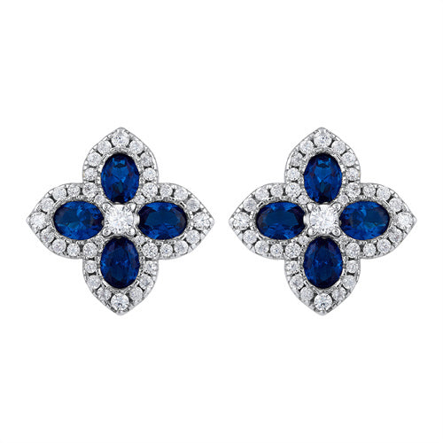 925 Silver 14ct Gold Plate Cubic Zirconia Set Clover Stud Earrings Blue – Imperial Time