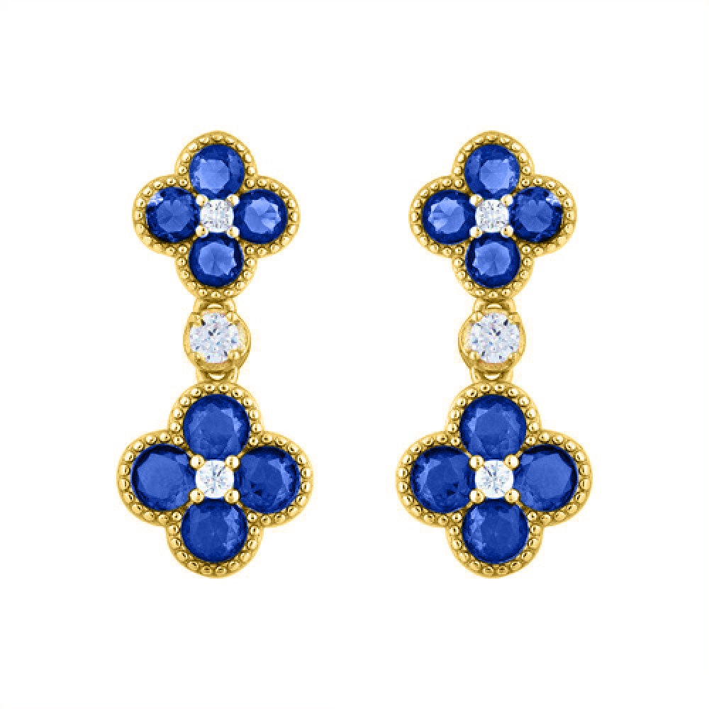 925 Silver 14ct Gold Plate Cubic Zirconia Set Clover Drop Earrings Blue – Imperial Time