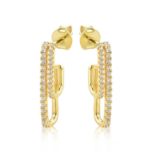 925 Silver 14ct Gold Plated Cubic Zirconia Set Stud Earrings – Imperial Time