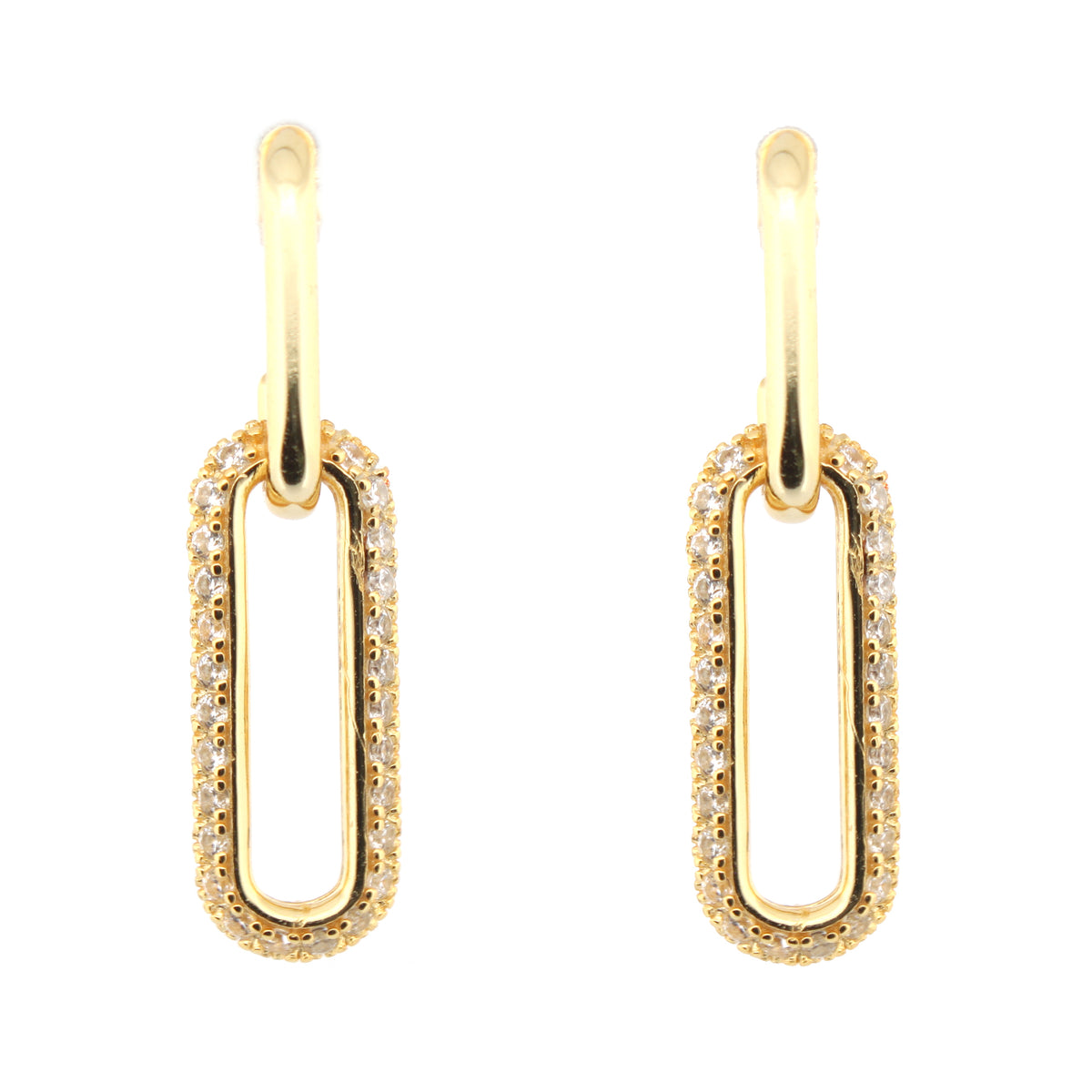 925 Silver 14ct Gold Plated Cubic Zirconia Set Stud Drop Earrings – Imperial Time
