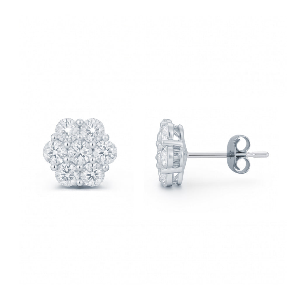 925 Silver Cubic Zirconia Set 6x1 Cluster Studs 7mm – Imperial Time