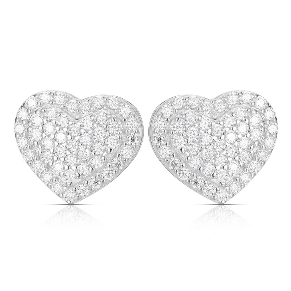 925 Silver Cubic Zirconia Set Heart Studs – Imperial Time