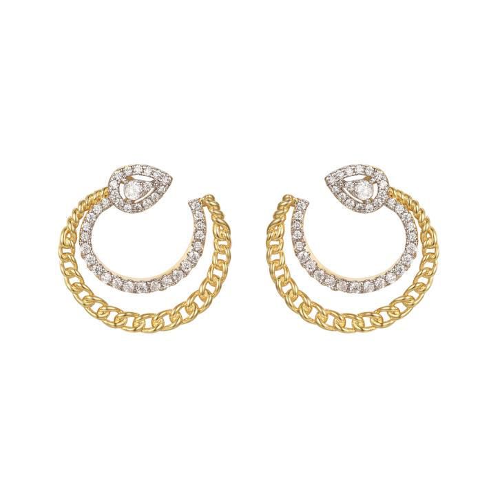 925 Sterling Silver Gold Plated Cubic Zirconia Chain Hoops – Imperial Time