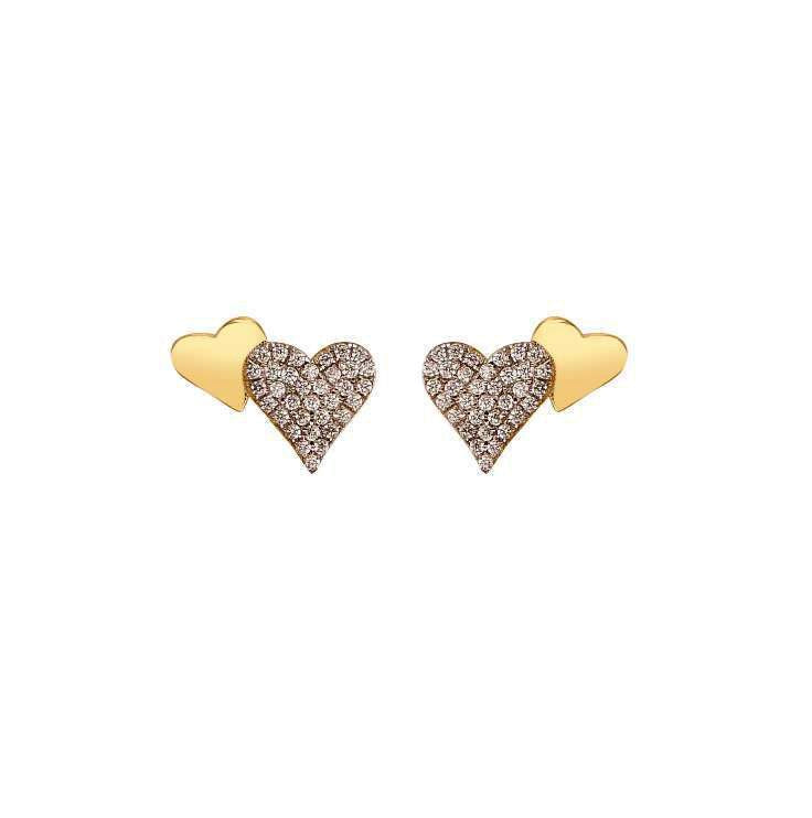 925 Sterling Silver Gold Plated Cubic Zirconia Heart Studs – Imperial Time