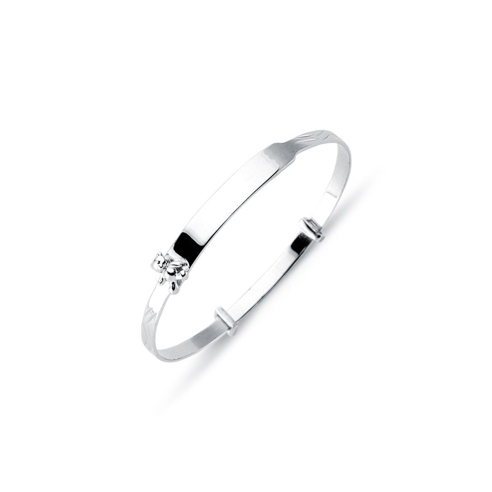 925 Sterling Silver Diamond Cut Teddy Id Expanding Baby / Childrens Bangle – Imperial Time